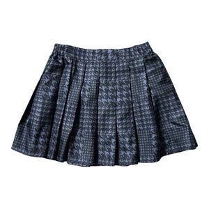 Black and Grey Houndstooth Pleated Skirt